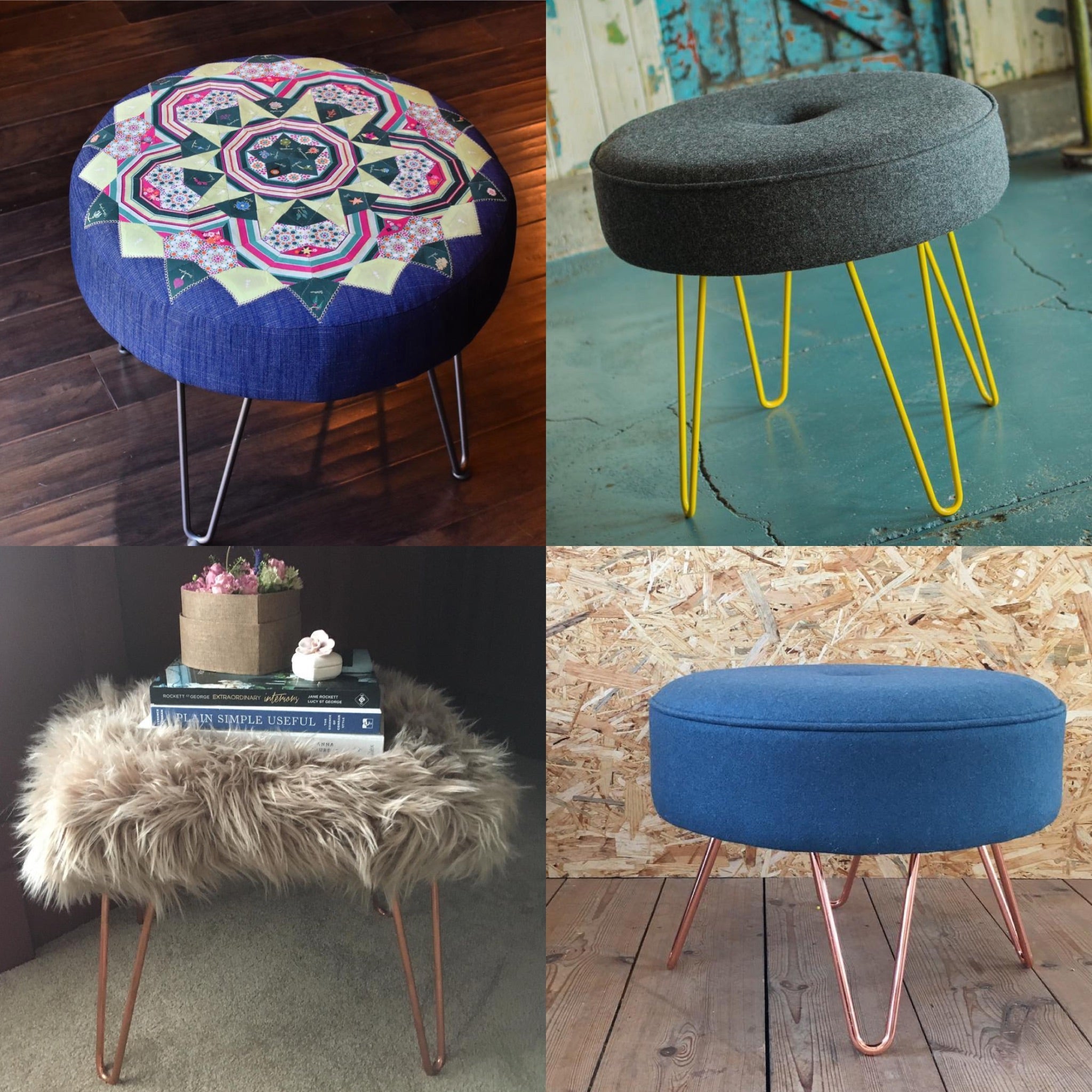 Hairpin shop leg footstool