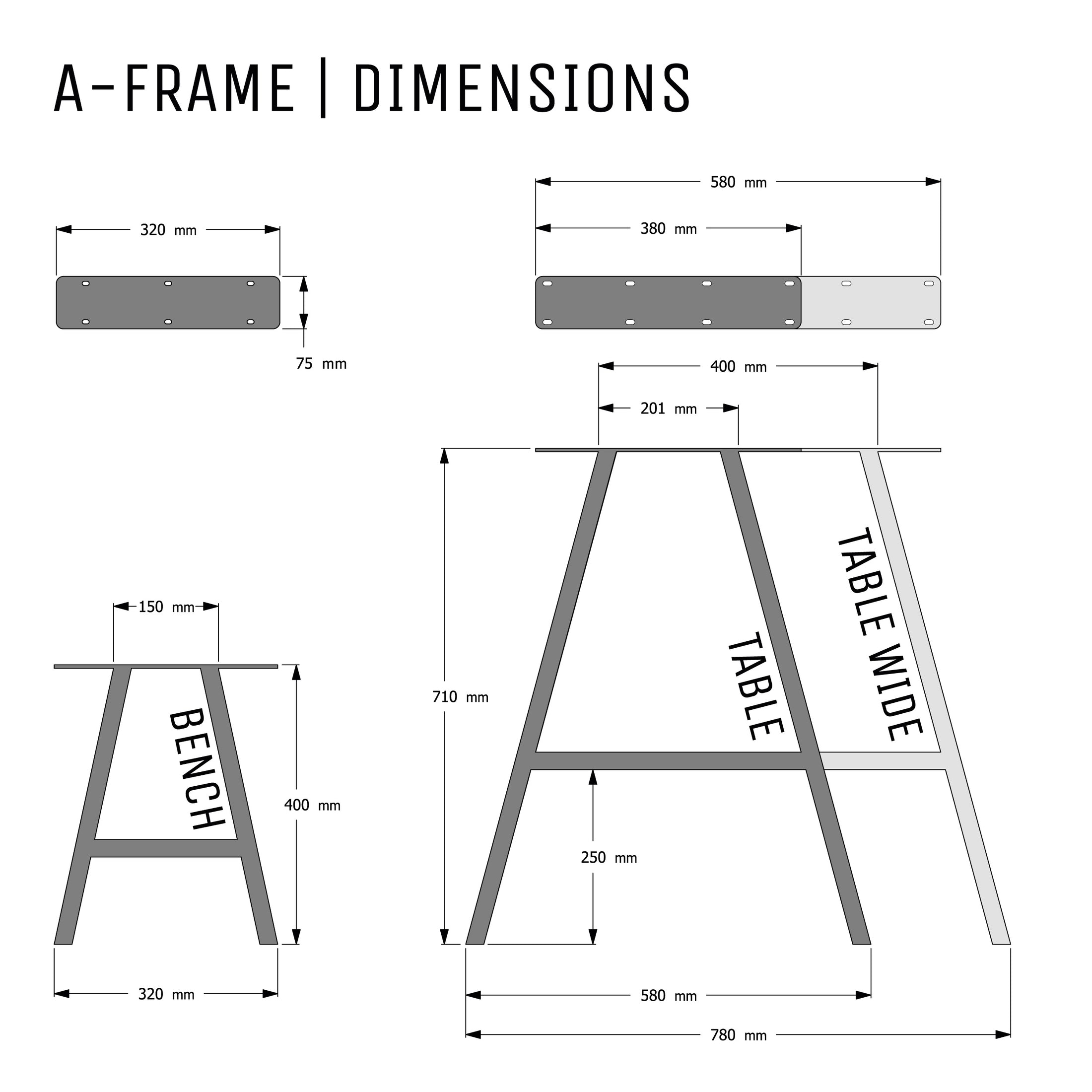 A - Frame Bench Legs | Handcrafted | FREE Next Day Delivery