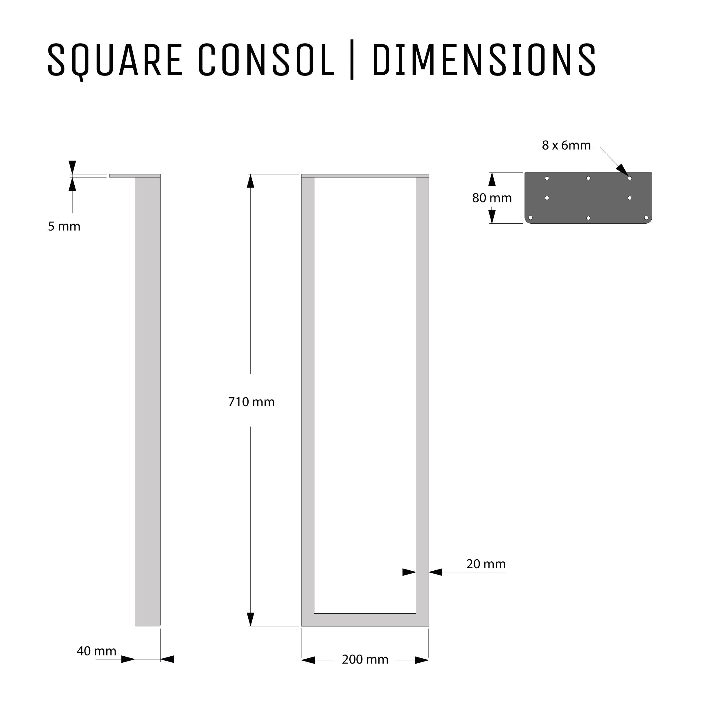 Square Console Legs | 71cm