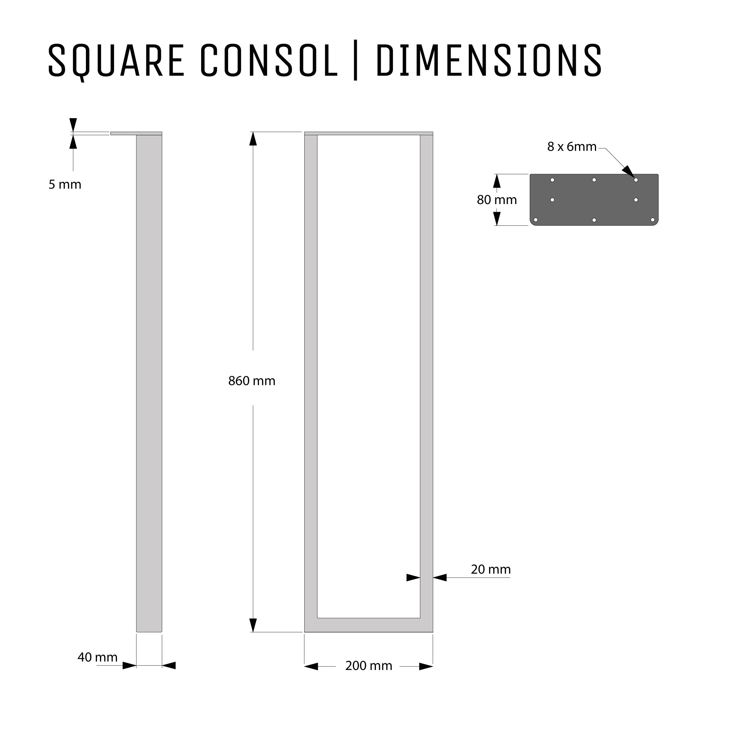 Square Console Legs | 86cm