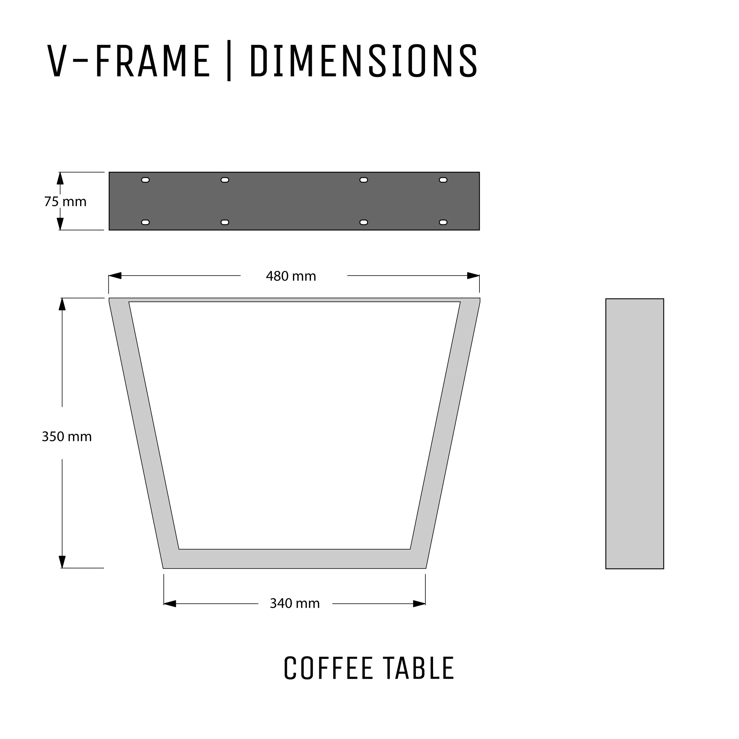 V-Frame Industrial legs | 35cm Coffee Table