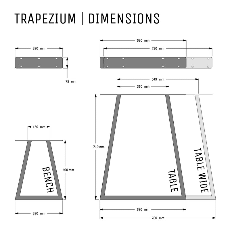 Trapezium Bench Legs | Trestle Shape | FREE Express Delivery